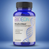Bottle of Bioeon MindArchitect supplement on a blue background