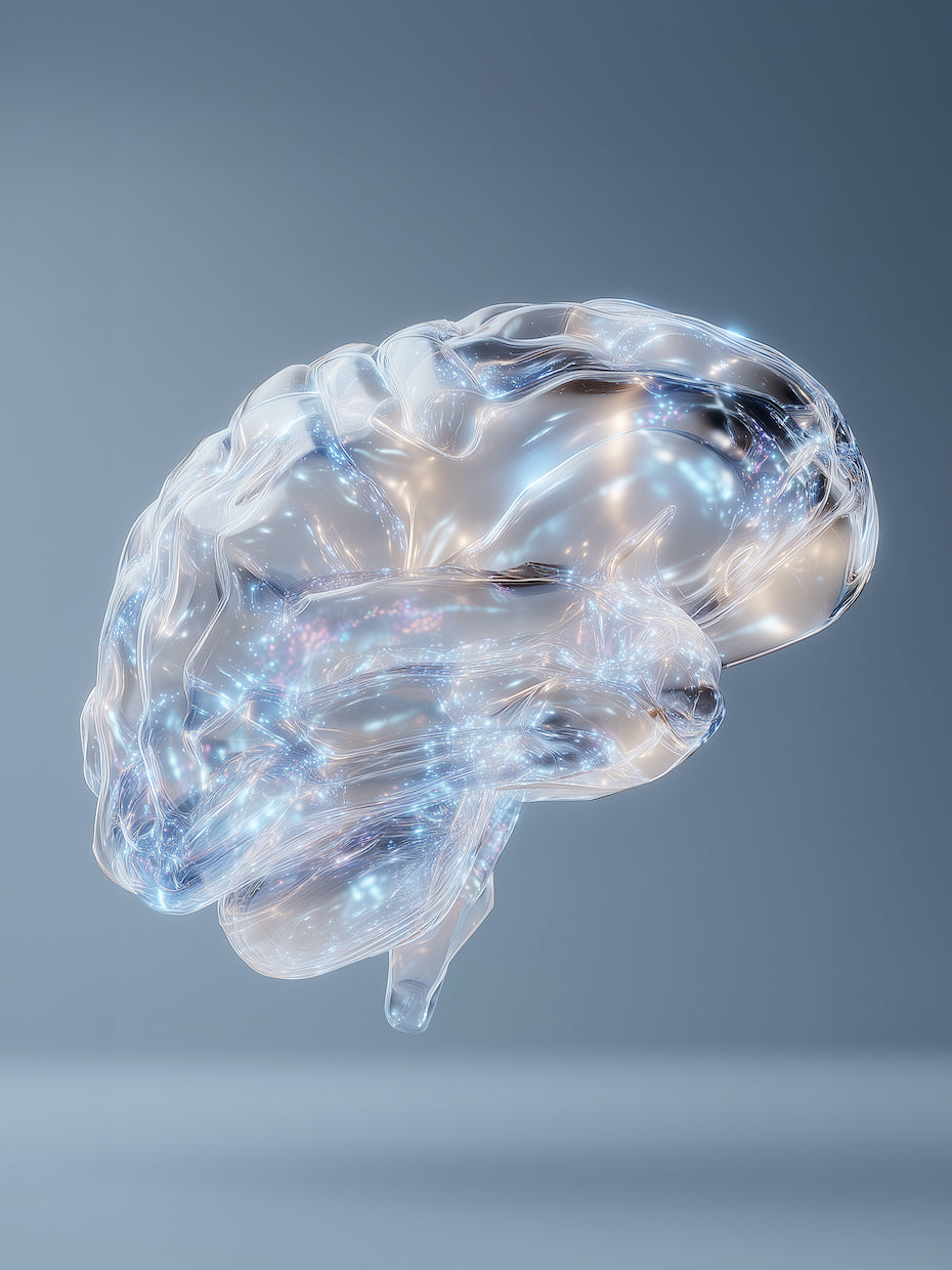 BIOEON NAD Plus Boost Suppositories. Digital rendering of a transparent brain with glowing neural connections
