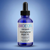 Bottle of Bioeon Methylene Blue 1% on a blue background